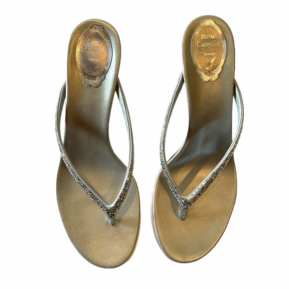 Rene Caovilla Shoes - Rene Caovilla Swarovski crystal thong heels NWOB